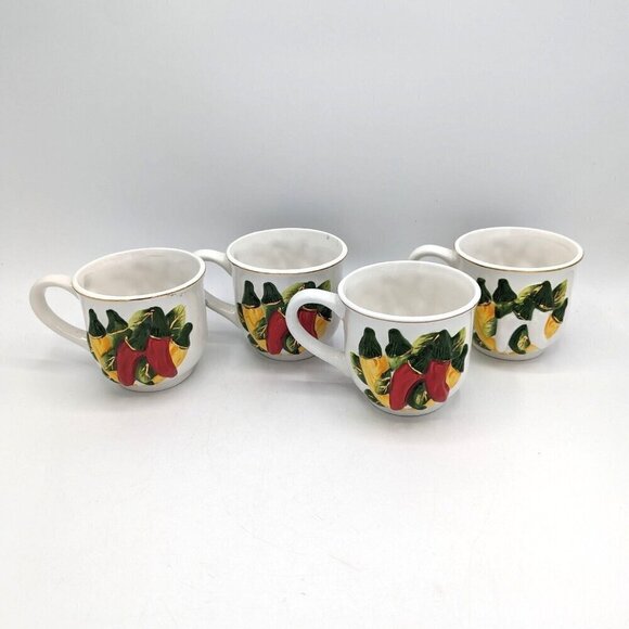 Vintage ARC International Home Porcelain Tea Cups Mugs Set of 4 MCM Garden 24k - Picture 1 of 6